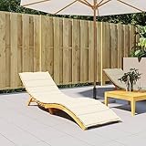 JHQHSM Sonnenliegen-Auflage Creme 200x60x3 cm Oxford-Gewebe mit weicher Polsterung und rutschfestem Design für Garten und Terrasse, Wasserabweisende atmungsaktive Liegenauflage