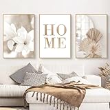 3-teiliges Poster Set,Moderne Boho Pampasgras Bilder Wohnzimmer Deko Schlafzimmer Wandbilder Beige Kunst Bild ohne Rahmen Kunstdruck Leinwandbild