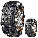 WYRIAZA Schneeketten Universal 165-265MM, Schneeketten 6 Stück, Schneeketten Schnellmontage Auto Breite Reifen, Schneeketten 205 55 R16, Upgrade-Spikes – Schwarz
