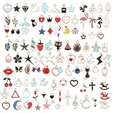 metagio 100 Stück Emaille Charms Anhänger, DIY Basteln Charms Anhänger Schmuckherstellung Anhänger für Halskette Armband Ohrring Schmuck Machen Basteln