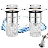 Maxentico Waschbecken Ablaufgarnitur(2Pcs), Popup Ventil Abfluss Waschtisch, Beckenventil Ablaufventil, Pop-Up Ablauf Ohne Mit Überlauf Abflussgarnitur, für Abflussstopfen auf der Arbeitsplatte