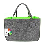 IDEA HOME Filztasche Shopper Groß-30 Liter Einkaufstasche XXL Zusammenklappbar Einkaufskorb Kaminholztasche Kleiderkorb Spielzeugtasche Dunkelgrau/Limonenfarbe, Limonenfarben
