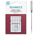 SCHMETZ Nähmaschinennadeln | 5 Leder-Nadeln LL | 130/705 H LL | Nadeldicke 90/14 | auf allen gängigen Haushaltsnähmaschinen einsetzbar | geeignet für das Vernähen von Leder