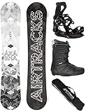 Airtracks Herren Snowboard Set Freestyle Freeride Wide Board Akasha Wide 159 - Snowboard Bindung Master - Softboots Master QL 43 - SB Bag