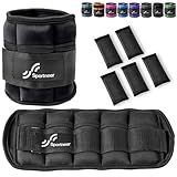 Sportneer Neopren, Gewichtsmanschetten, Verstellbares Fußgelenkgewichte Set, Fuß-/Handgelenkgewicht Manschetten, 1 Pfund bis 7 Pfund (454 g bis 3,18 kg), 2er Packung, Modern, Schwarz