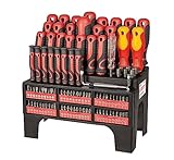 WALTER XXL Schraubendreher und Bit Set 100-tlg. effizient und handlich, Kreuzschlitz, Schlitz, Torx und Sechskant | inkl. Phasenprüfer & VDE Schraubendreher | stabile und kompakte Aufbewahrung