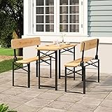 JHQHSM Klappbares Biertisch-Set aus Massivholz Tanne 3-TLG. mit Bänken für Camping und Garten, Faltbarer Outdoor-Tisch mit robustem Metallgestell für Picknick und Grillen,