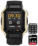 findtime Militär-Smartwatch, Anrufe tätigen/empfangen, 24/7, Herzfrequenz, Blutsauerstoff-Monitor, 4,6 cm (1,8 Zoll), HD-Bildschirm, Smartwatch, kompatibel mit iPhone, Android-Handys, taktischer