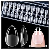 Gelike ec Extra Kurze Mandel Nagel Tips Set 240PCS Soft Gel Full Cover Nail Tips Kunstnägel 12 Größe Künstliche Nägel Zum Aufkleben PMMA Pre-Buffed Tipps für Nail Art-XS Short Almond