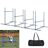 CEEDIR 4 x Hürden Agility-Ausrüstung für Hunde Slalom Stangen Agility Hürdenset für Haustiere 104x70x101cm Höhenverstellbar Kunststoff Hunde Training Inklusive Tasche Blau