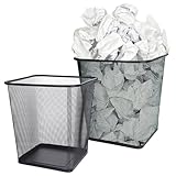 TOYZFRIENDY 2 Stück Metall mülleimer Stabiles Drahtgeflecht Quadratisch Großer Papierkorb für Schlafzimmer Büro Robustes Eisenrahmen Mesh Abfallbehälter mit Weiter Öffnung und