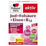 Doppelherz Jod + Folsäure + Eisen + B12 - Mit Folsäure als Beitrag für die normale Blutbildung – 150 vegane Mini-Tabletten