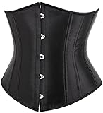 SZIVYSHI Korsett Damen Unterbrust Satin Lace Up Waist Cincher Corset Top Shaper Corsage (S, Schwarz)