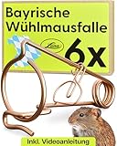 Luna® Bayerische Wühlmausfalle 6X Made in Austria - giftfrei - Kein Köder notwendig - Wühlmausfallen aus verkupfertem Stahldraht - Bayerische Drahtfalle - Kinderleichtes Spannen inkl. Videoanleitung
