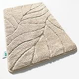 Floordirekt Badteppich - extra flauschig & schnelltrocknend - Badezimmerteppich mit rutschhemmender Rückseite - Badematte Duschvorleger (Maris) (Ivory, 40 x 60 cm)