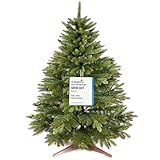 Premium Weihnachtsbaum künstlich 120cm - TESTSIEGER 10 Jahre GARANTIE - Naturgetreu, dichte Zweige, Künstlicher Weihnachtsbaum mit Holzständer, Christmas Tree Tannenbaum künstlich 120 cm Pure Living