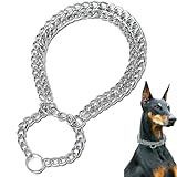Voarge Hundehalskette aus rostfreiem Edelstahl, Kettenwürger zweireihig Chrom, ideal für kurzhaar Rassen,50cm