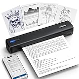 POLONO Thermodrucker A4 Wireless für Reisen, Mobiler Drucker A4 Unterstützung für 8.5'x11' US Brief, Tragbarer drucker Kompatibel mit iOS, Android, Laptop für Büro, Auto, Schwarz