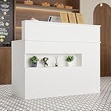 DEZAGCE Empfangstheke, Empfangstresen,Rezeptionstheken, Verkaufstheke, Rezeptionsmöbe, Hotellobby Empfangsbereich Bürotheke Praxistheke mit großer Arbeitsfläche weiß, Holz, 100cm X 120 cm X 50 cm
