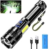 Glarylight Taschenlampe LED Aufladbar, 500000 Lumen Extrem Hell Taschenlampen USB mit 9 Modi & Wasserdicht, Batteriebetrieben Taktische Taschenlampe FüR Outdoor Notfall, Camping
