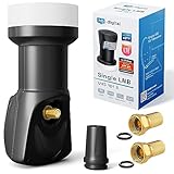 hb-digital Single LNB - Test SEHR GUT* - für 1 Teilnehmer LTE Filter 1-Fach Full HD 4K 0.1dB mit Wetterschutz + 2X F-Stecker für TV Fernseher SAT Receiver Satellitenschüssel - Schwarz