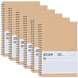 ZCZN Notizbuch A5 kariert, 6 Stück Spirale Notizblock, 60 Blatt, Heft für Büro und Schule