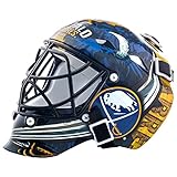 Franklin Sports Unisex-Erwachsene Büffelsäbel Team-Logo, Mini-Hockey-Torwartmaske mit Etui – Sammlerstück, mit Offiziellen NHL Logos und Farben, Mehrfarbig/Meereswellen (Ocean Tides), Einheitsgröße