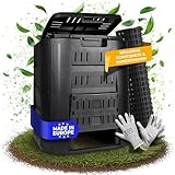 KOMPOSTIERHELD Garten Komposter [320l] inkl. Bodengitter & Handschuhe | Geruchsdämmend, Wetterfest, einfache Montage| Thermokomposter Schnellkomposter Kompostierer Composter Kompost Kompostierung
