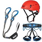 LACD Ultimate Ferrata + Gurt Start 2.0 + Helm Protector 2.0 flame - Klettersteigset (Grösse L (Taille = 87-130cm, Bein = 60-84cm))