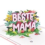 papercrush® Pop-Up Karte Muttertag „Beste Mama” - 3D Muttertagskarte mit Spruch & Blumen für beste Mutter der Welt, Glückwunschkarte für Geburtstag oder Schwangerschaft, Geburtstagskarte für Frauen