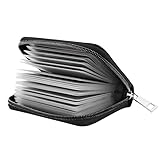 LUFFLOK Kreditkartenetui für Herren und Damen, Premium Kunstleder RFID Karten Portemonnaie, Geldbörse Kartenetui, Ausweis Kartenhüllen, Platz für bis zu 20 Karten (Schwarz)