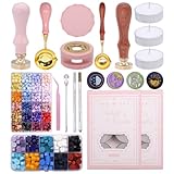 Siegelwachs-Set mit Geschenkbox, Siegelwachsperlen, Siegellack-Siegel, Siegellack-Set in 24 einzigartigen Farben, Wachssiegel-Erhitzer, Siegelwachs-Siegel-Siegel-Set für Geschenk und Dekoration