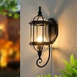SanBouSi Wandleuchte Aussen Wandlampe Vintage E27 für Aussen & Innen, Kreativ Kerze Licht Industriell Glas Wetterfestes Gehäuse für Garage, Balkon, Beleuchtung Terrasse