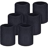 WILLBOND Schweißbänder Armbänder für Fußball Basketball Laufen Athletic Sport Schwarz, Einheitsgröße , 6 Stück (1er Pack)