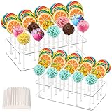 Szaboviktoria 2 Stück Cake Pop Ständer mit 100 Cake Pop Stielen, 20 Löcher, Acryl