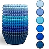 Gcardist 300 Stück Standard-Muffinförmchen Cupcake-Becher Lebensmittelqualität 6 einfarbige blaue Farben Muffinpapier Backförmchen Cupcake-Hüllen (Standardgröße)