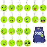 luckaide Reflektoren Kinder, 20 Stück Sicherheits Reflektor, Schlüsselanhänger Smiley Anhänger, Reflektor Anhänger Kinder für Schulranzen, Rucksäcke, Radfahren