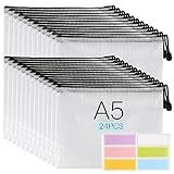 Dokumententasche A5, 24 Stück Zipper Beutel Wasserdichte Dokumententasche Reißverschluss, Mesh Bag Kunststoff Dokumententasche Transparent für Bürobedarf, Dokumente, Papier, Reise, Kosmetika