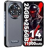 OUKITEL WP35S Outdoor Smartphone Android 14-11000mAh Outdoor Handy Ohne Vertrag, 24GB RAM + 256GB ROM Baustellenhandy, 6,6 Zoll,48MP+16MP+8MP Nachtsicht-Kamera, NFC/GPS/Fingerabdruck/Face ID, Schwarz