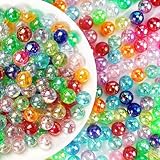 500 Stück Bastelperlen zum Auffädeln – DIY Schmuckherstellung mit 10mm Acrylperlen, Bunte Bastelperlen für Armbänder & Halsketten10mm Rundperlen, Kreativperlen