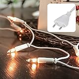 hellum Lichterkette innen strombetrieben, mini Lichterkette 35er Birnen klare warme Lichter, beleuchtete 5,10m, Kabel weiß Lichterkette 35 lichter mit Stecker für Weihnachten