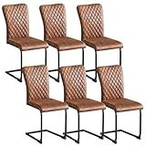 JYMTOM 6er Set Freischwinger Schwingstuhl Esszimmerstuhl mit Samt-Bezug und hoher Rücklehne, Metallgestell, Moderner Küchenstuhl, Polsterstuhl für Wohnzimmer Konferenzraum und Esszimmer (6, Braun)