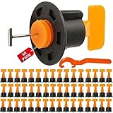 Fliesen Nivelliersystem, 50 Pack, für 1,5-8 mm Fugenbreiten und 3-17 mm starke Fliesen, Montagehilfe Fliesen, Fliesen Montage Kit, Alternative zu Fliesenkeilen und Zuglaschen, Verleghilfe Fliese
