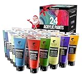 Zenacolor - Set mit 24 Acrylfarben - 24 Tuben 120ml, 24 Farbtöne, Farbe für Holz, Leinwände, Bastler-/Künstlerbedarf, für Erwachsene