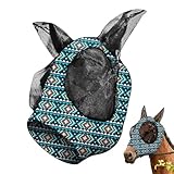 Vmiorzq Fliegenschutz Mit Ohrenschutz - Große Sichtöffnungen Atmungsaktive Fliegenmaske | UV-Schutz Netz Verstellbarer Reitbedarf