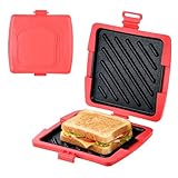 Hahorpa Sandwichmaker Mikrowellen, Sandwichtoaster 16 x 16 cm, Kontaktgrill Abnehmbare Platten und Silikonschale, Plattengriller zum Bacon Sandwich Panini Grillen