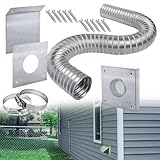 HpLive Außenluft-Set für Pelletofen, Pelletofen Frischlufteinlass-Kit Außen-Kaltluft-Kit für Pelletofen-Rohr mit quadratische Außenplatte， Aluminium-Flex-Entlüftungsrohr