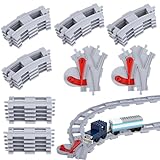 Spielzeug Eisenbahnschienen, 32 Stück Bausteine Schienen Set, Bausteine Zug Schienen, bestehend aus Cross Track Gerade, Kurven Schienen, Weichen,City Zug Schienen für Kinderspielzeug Jungen Mädchen