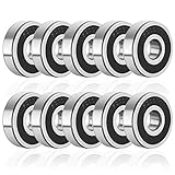 10 Stück Kugellager 6200-2RS Double Rubber Sealed Rillenkugellager 10 * 30 * 9mm GCr15 Gummi versiegelte Rillenkugellager Geräuscharm Lager