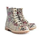 LaMarta Damenstiefel Vegan|Stiefel with blossem Design|Schnürboots|stiefeletten